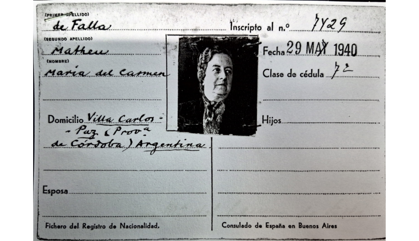 Frontal de María del Carmen de Falla Matheu