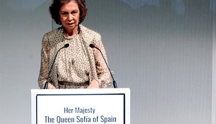 S.M Doña Sofía con el Presidente República portuguesa en la inauguración de la Cumbre Alzheimer