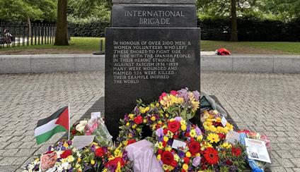 A floral tribute in memory of International Brigades