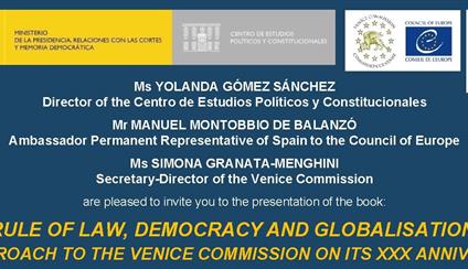 Présentation du livre État de Droit, Démocratie et Mondialisation. Une approche de la Commission de Venise à l