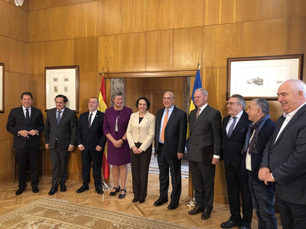 22.11.2018: Manuel Escudero, embajador Permanente ante la OCDE y Magdalena Valerio, ministra de Trabajo, en la visita a Madrid del Secretario General de la OCDE, Ángel Gurría