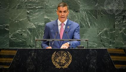 Pedro Sánchez reclama frenar la matanza en Gaza y completar el ingreso de Palestina como Estado miembro de pleno derecho de Naciones Unidas