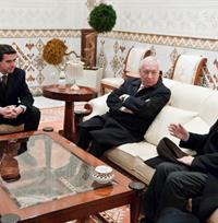 14/02/2012. Los ministros García-Margallo y Soria, junto al ministro de exteriores argelino, Mourad Medelci. Foto Maec
