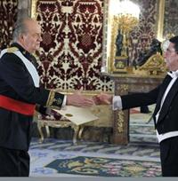 29/02/2012. S.M. el Rey en el acto de entrega de Cartas Credenciales en el Palacio Real. Foto EFE
