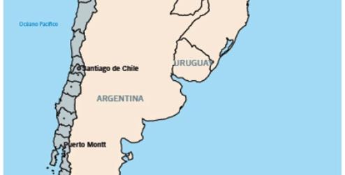 Mapa de Chile, segunda etapa del viaje de trabajo de S.M. el Rey. Imagen Maec