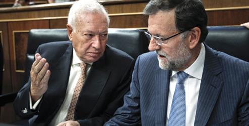 El ministro García-Margallo junto al presidente del Gobierno en el Congreso de los Diputados. Foto EFE